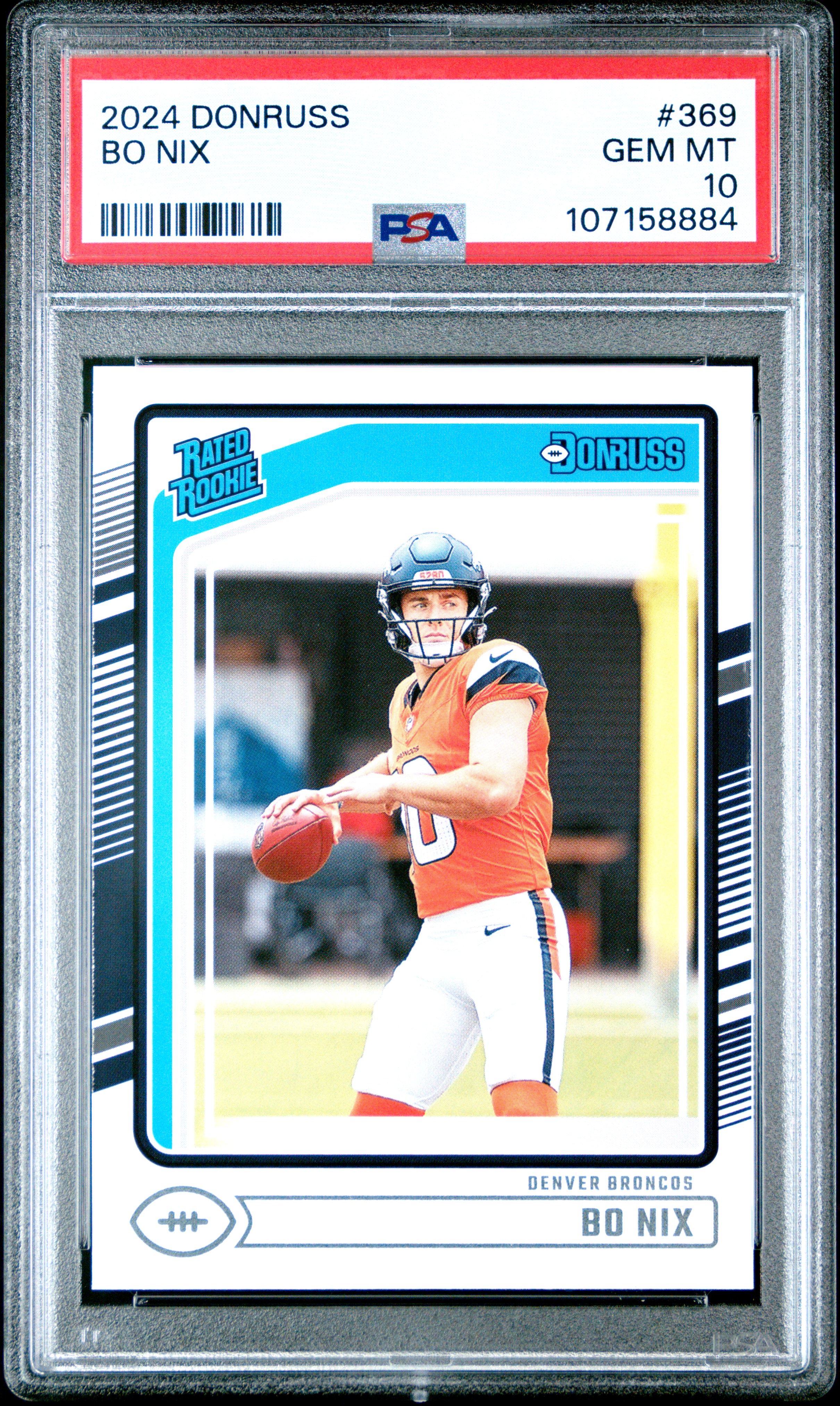 2024 Panini Donruss Bo Nix #369 Gem Mt 10 front