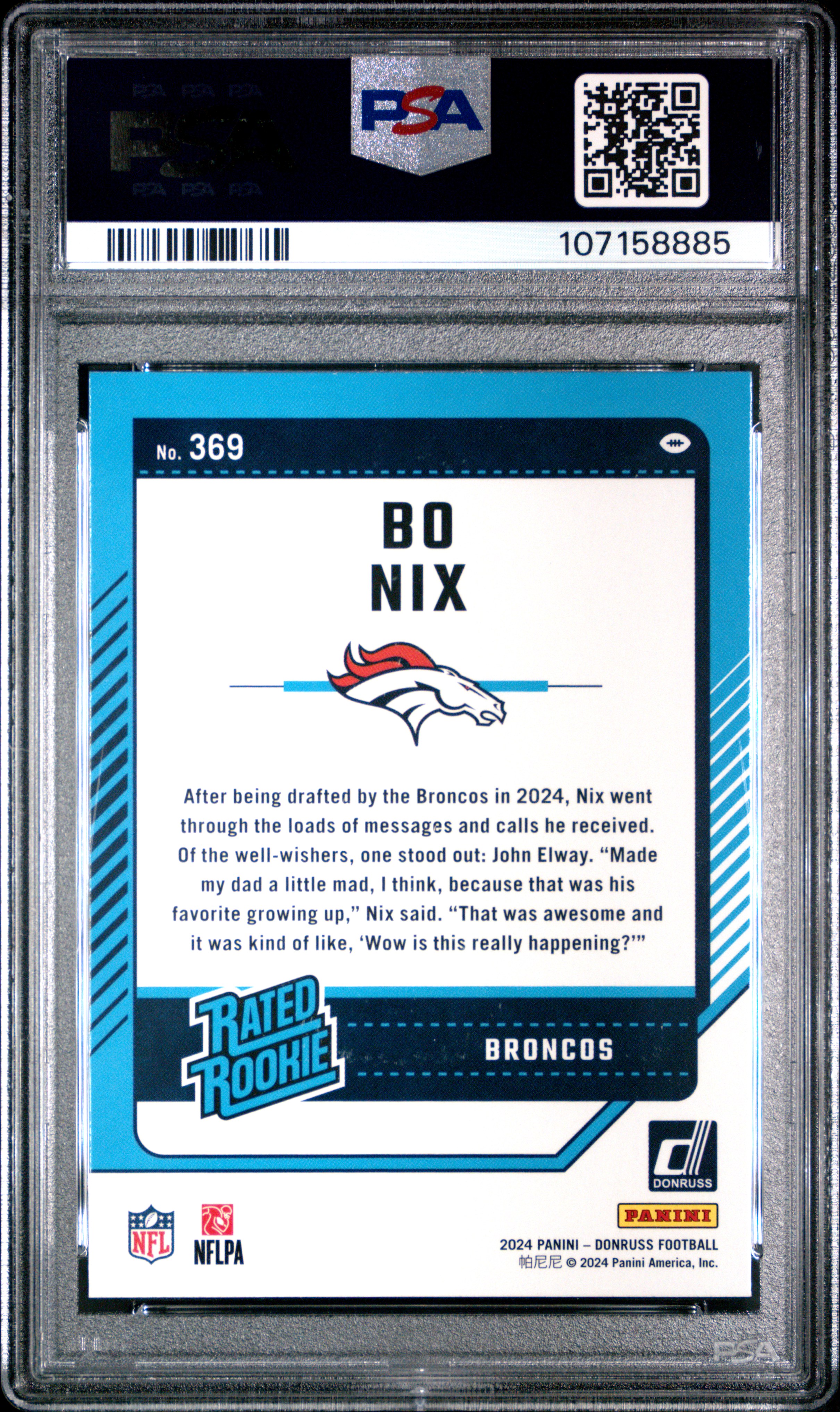 2024 Panini Donruss Bo Nix #369 Mint 9 back