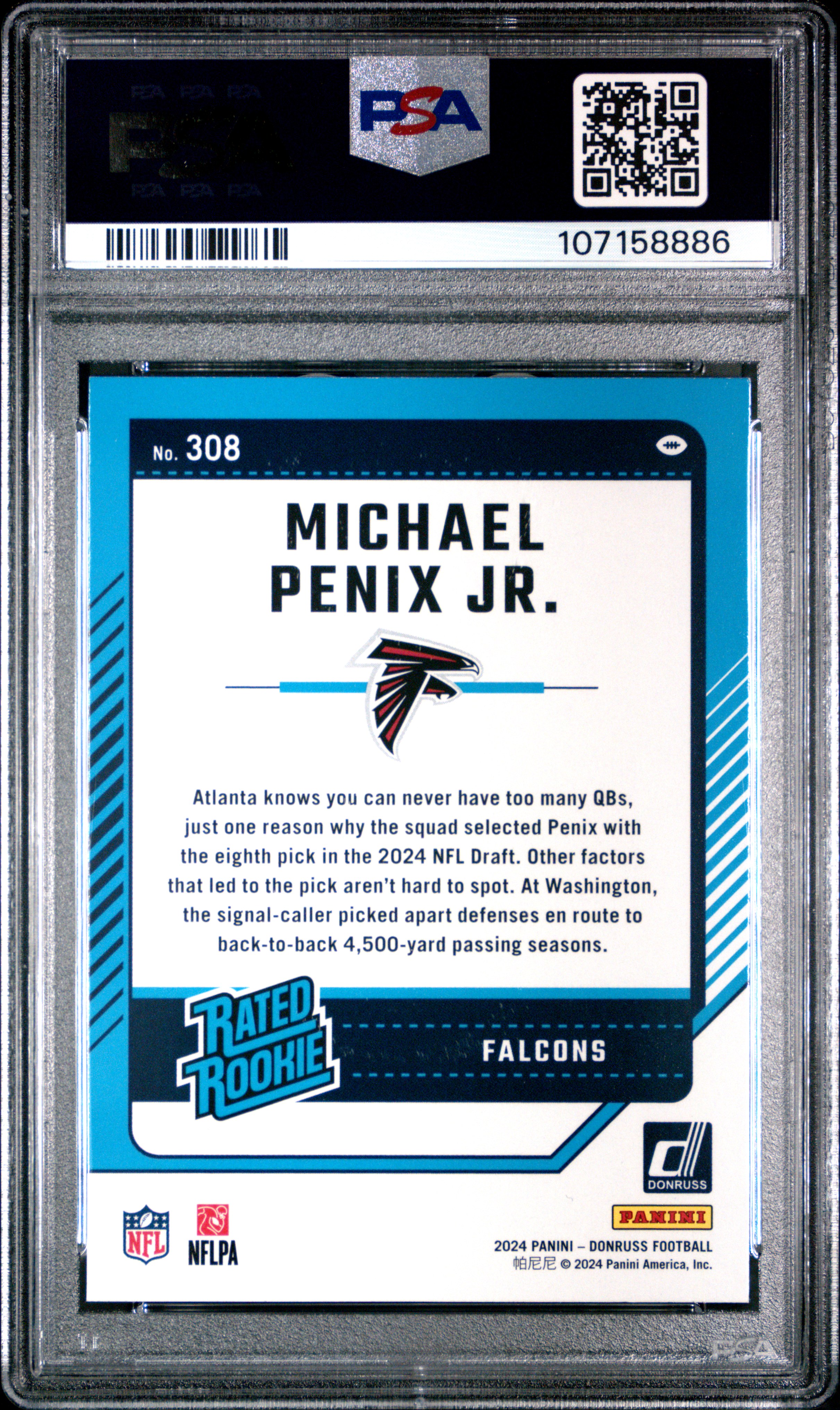 2024 Panini Donruss Michael Penix Jr. #308 Mint 9 back