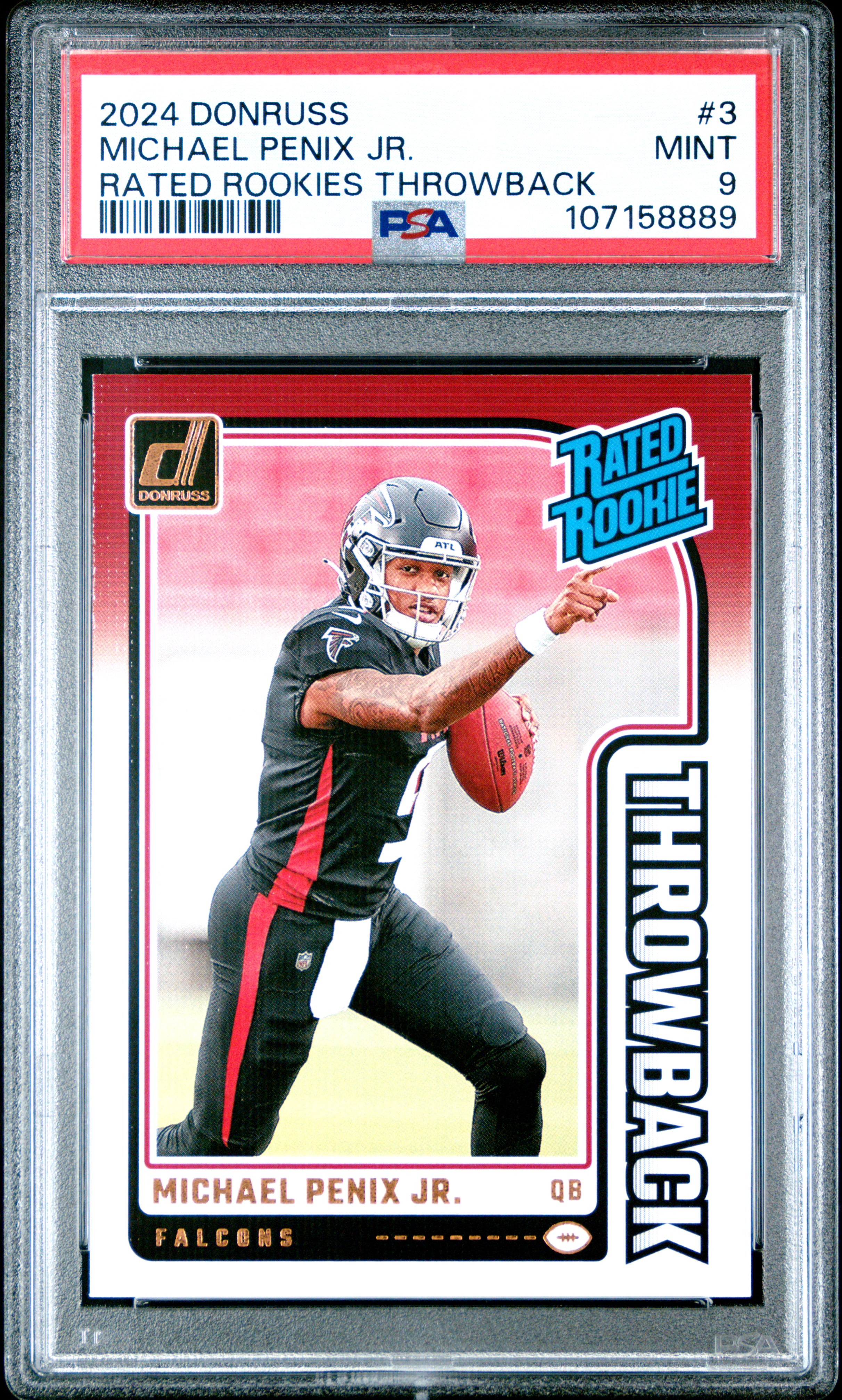 2024 Panini Donruss Rated Rookies Throwback Michael Penix Jr. #3 Mint 9 front