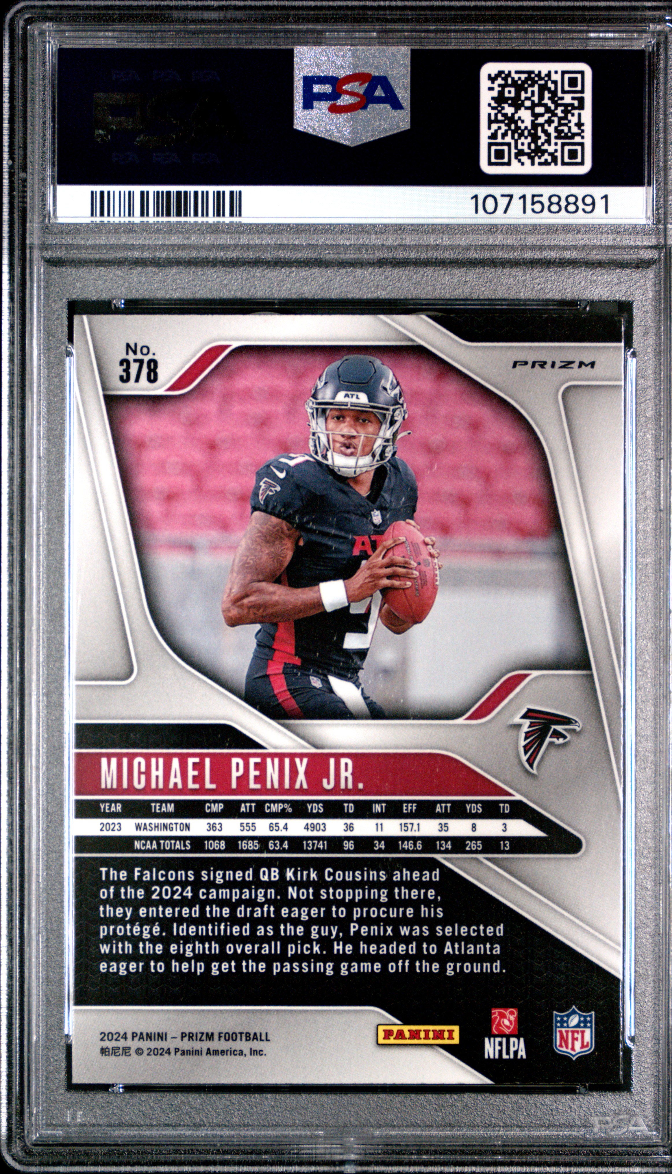 2024 Panini Prizm Michael Penix Jr. #378 (Disco Prizm) Mint 9 back