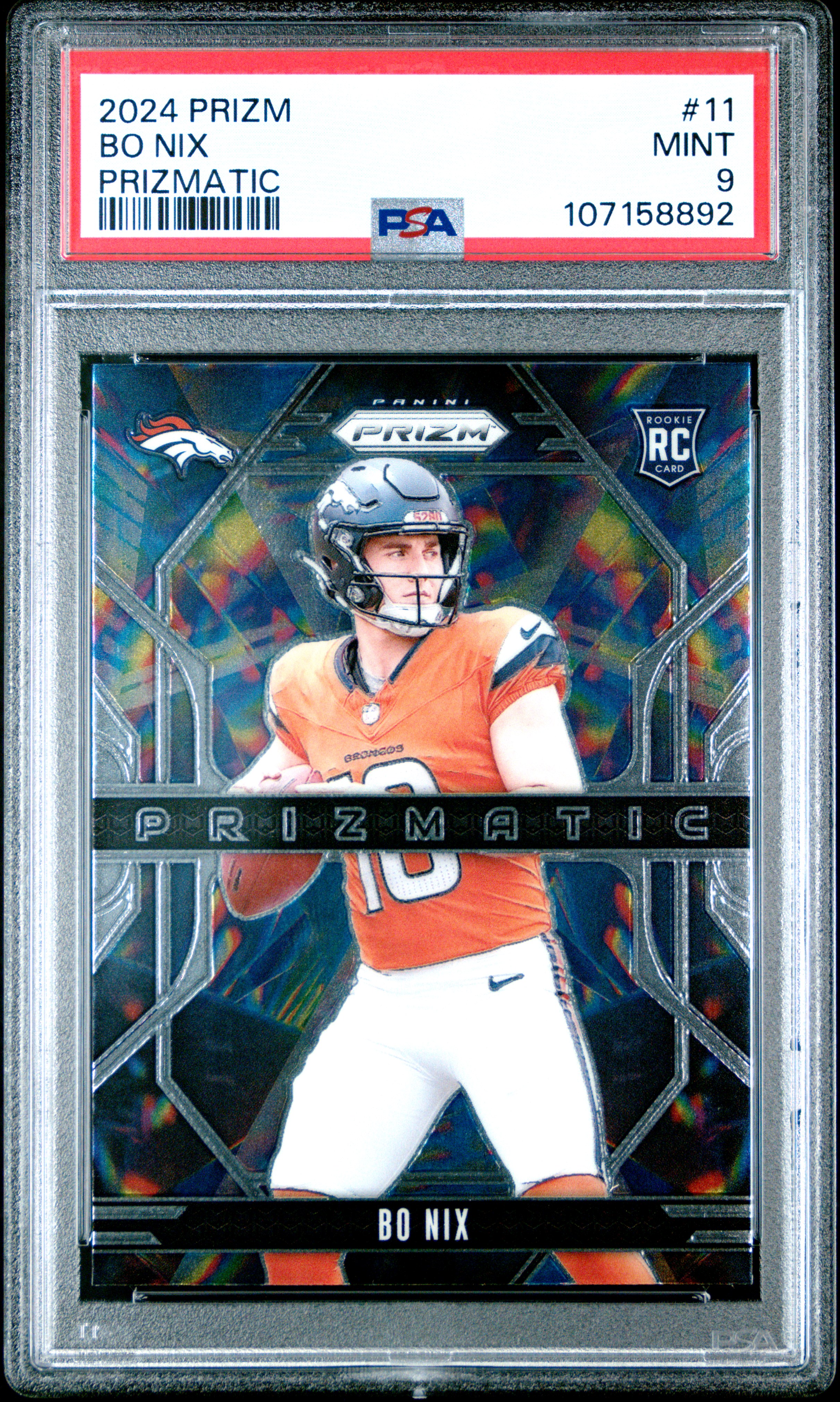 2024 Panini Prizm Prizmatic Bo Nix #11 Mint 9 front