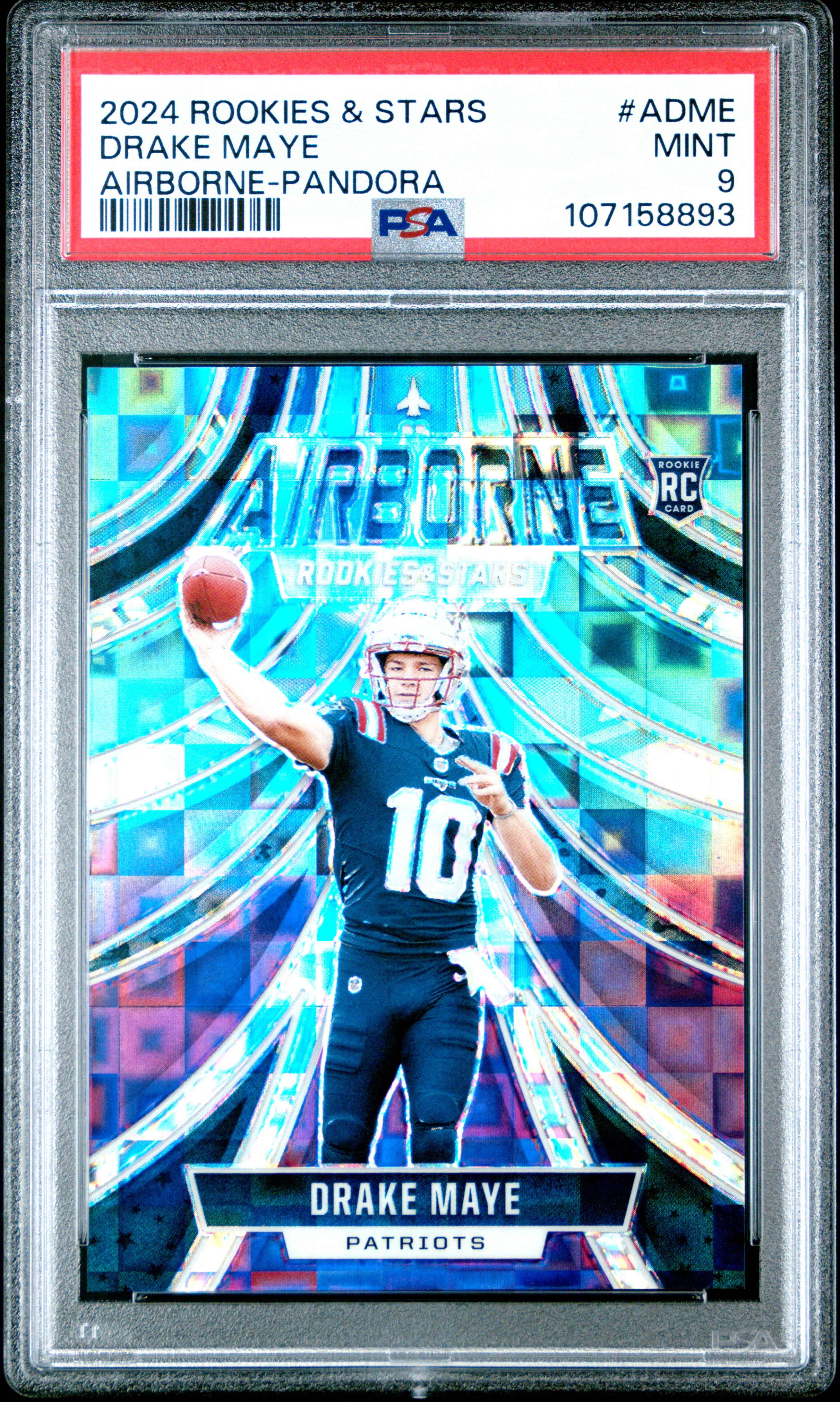 2024 Panini Rookies & Stars Airborne Drake Maye #Adme (Airborne-Pandora) Mint 9 front