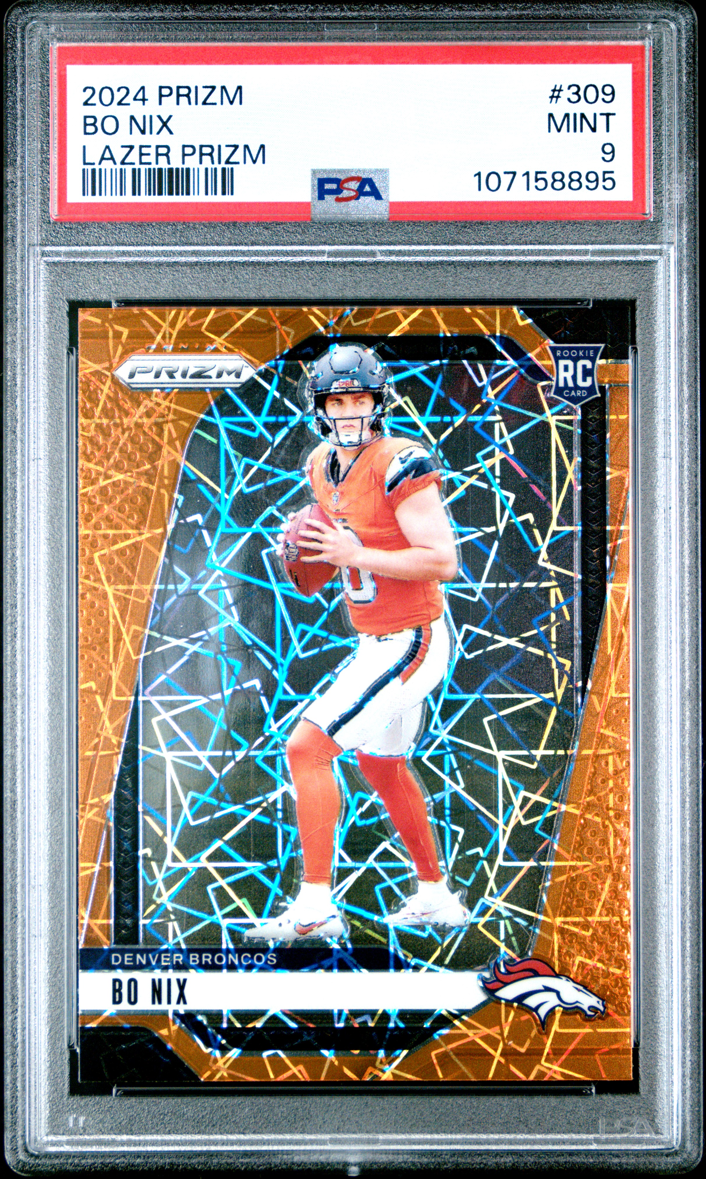 2024 Panini Prizm Bo Nix #309 (Lazer Prizm) Mint 9 front