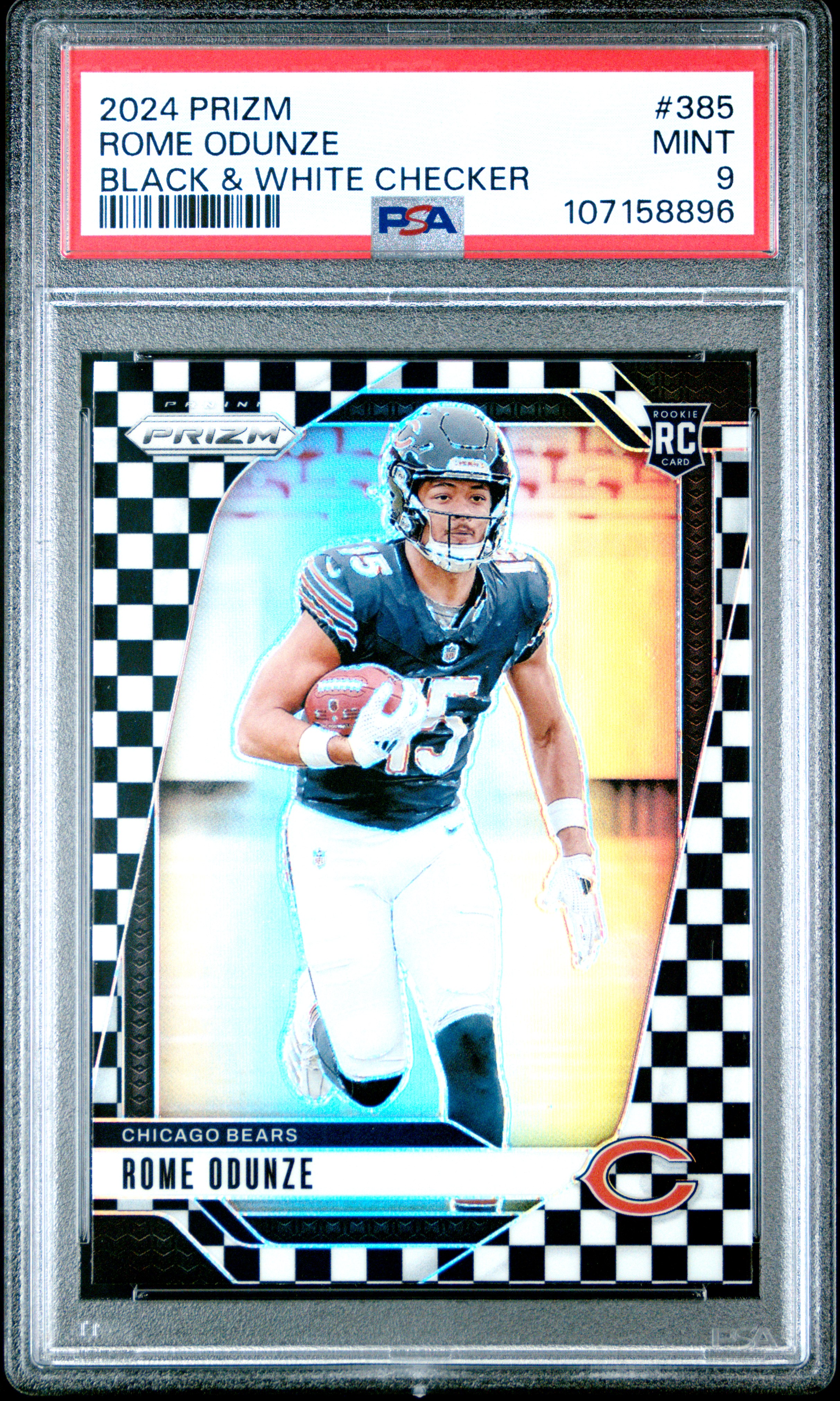 2024 Panini Prizm Rome Odunze #385 (Black & White Checker) Mint 9 front