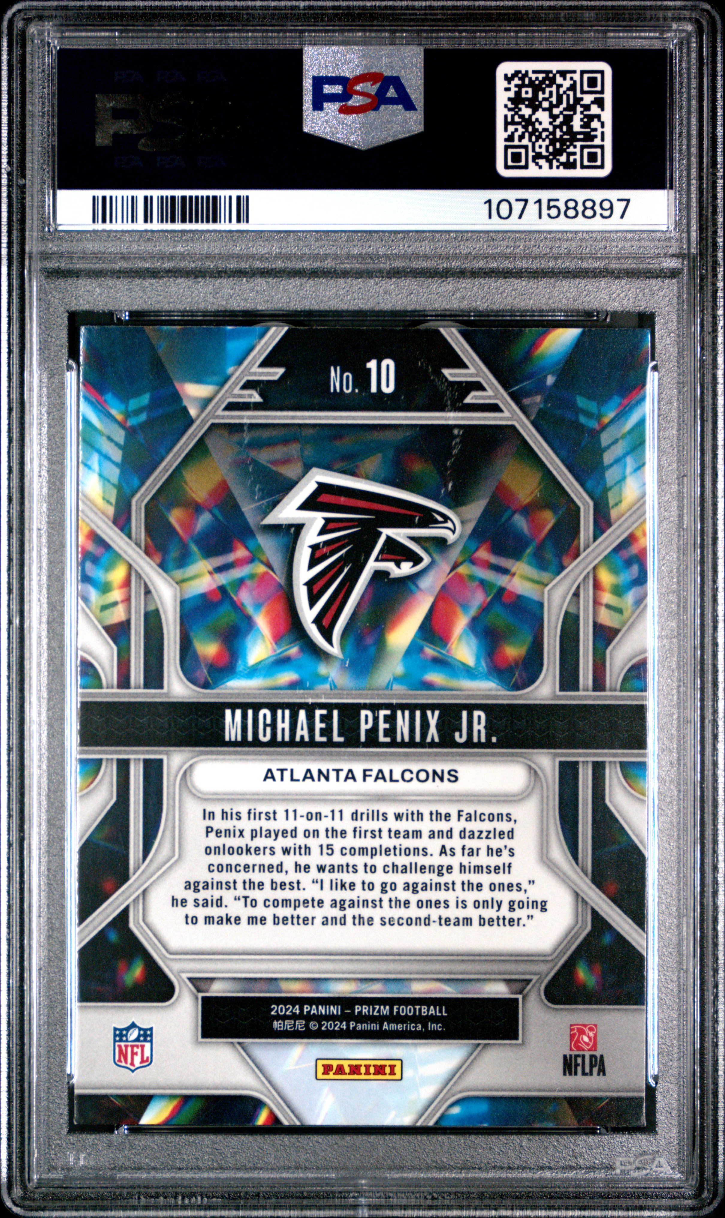 2024 Panini Prizm Prizmatic Michael Penix Jr. #10 Mint 9 back