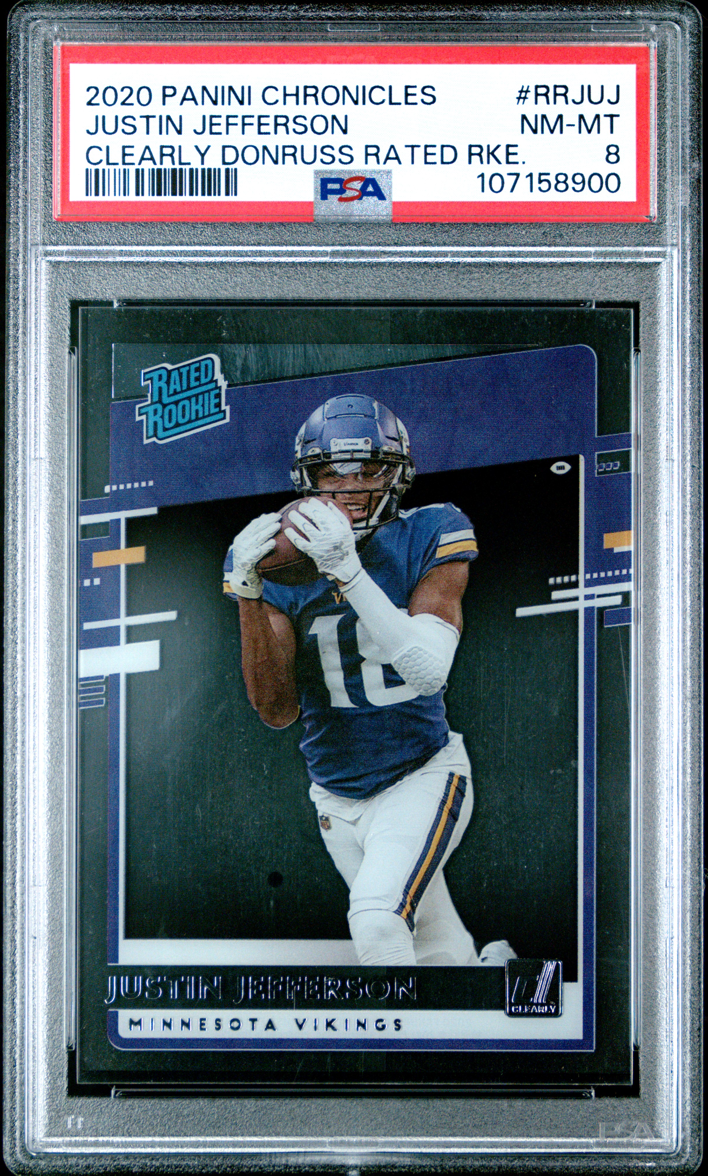 2020 Panini Chronicles Clearly Donruss Rated Rookies Justin Jefferson #Rrjuj (Clearly Donruss Rated Rke.) Nm-Mt 8 front