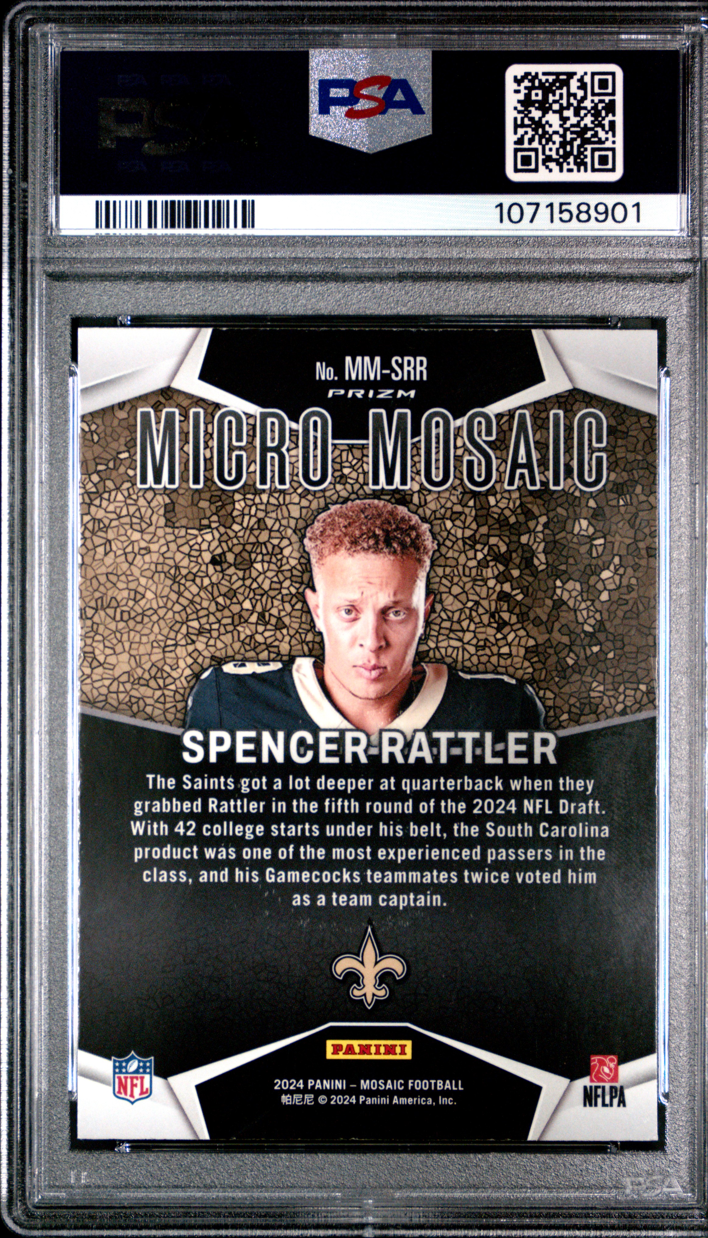 2024 Panini Mosaic Micro Mosaic Spencer Rattler #Mmsrr Gem Mt 10 back
