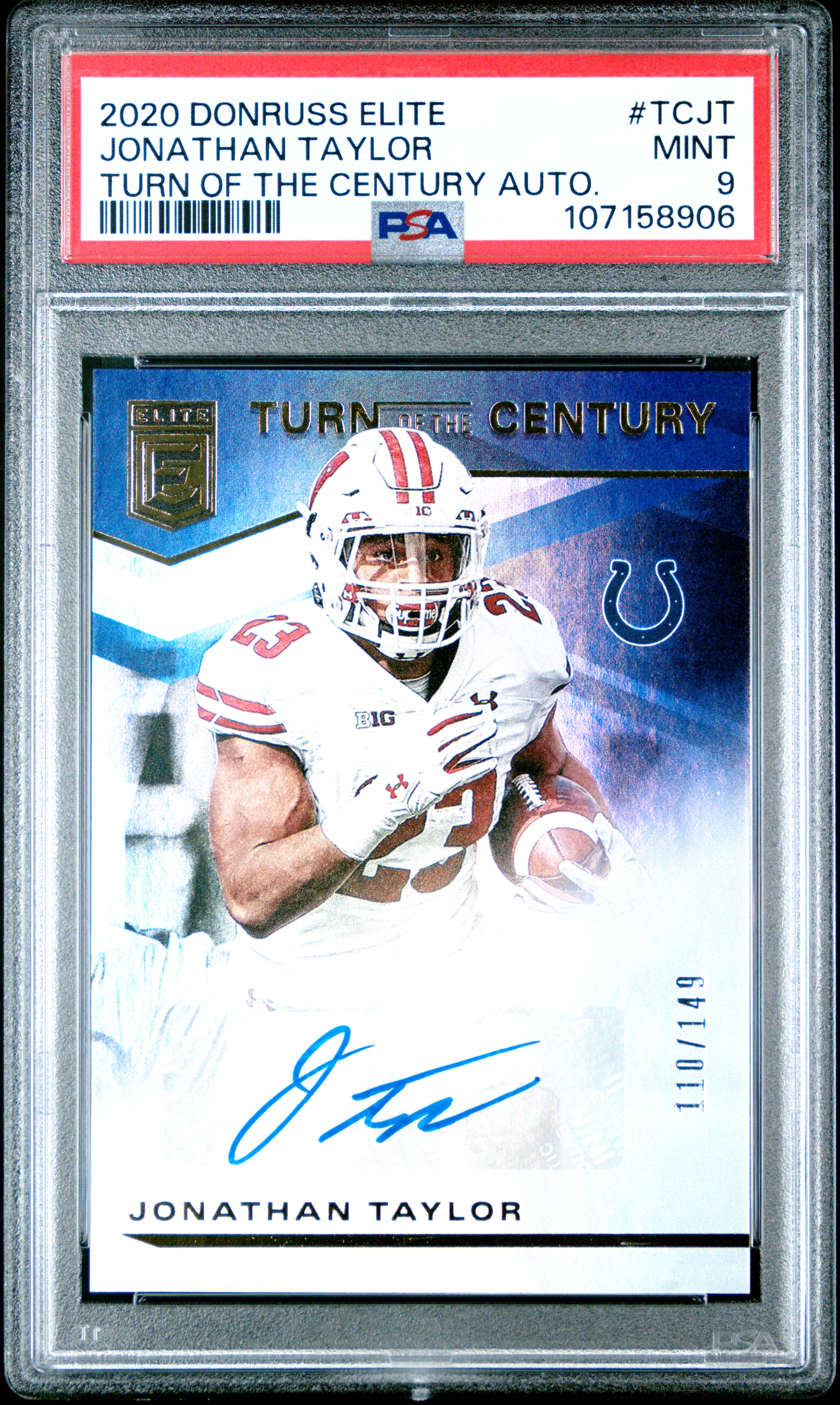 2020 Panini Donruss Elite Turn Of The Century Autographs Jonathan Taylor #Tcjt (Turn Of The Century Auto.) Mint 9 front