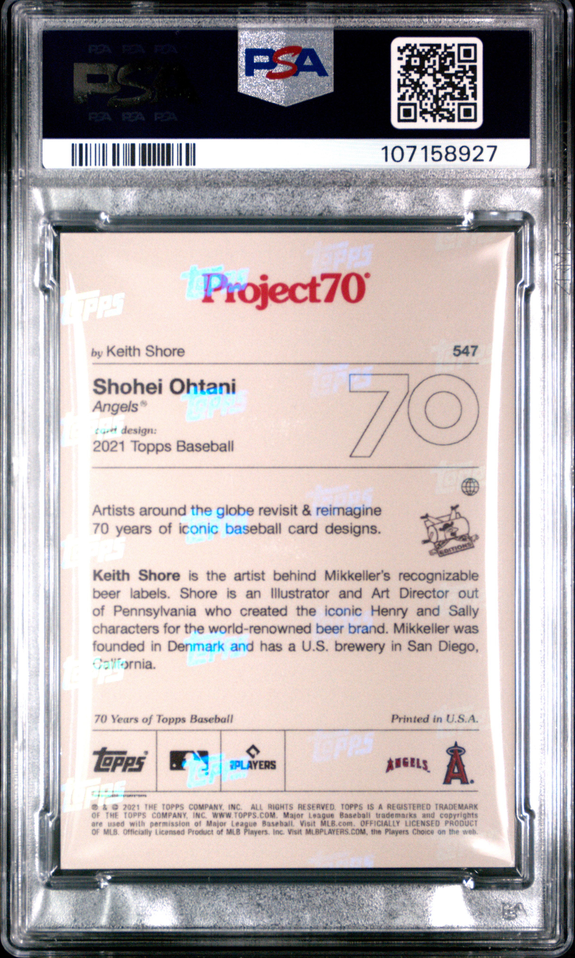 2021 Topps Project70 Shohei Ohtani #547 Mint 9 back