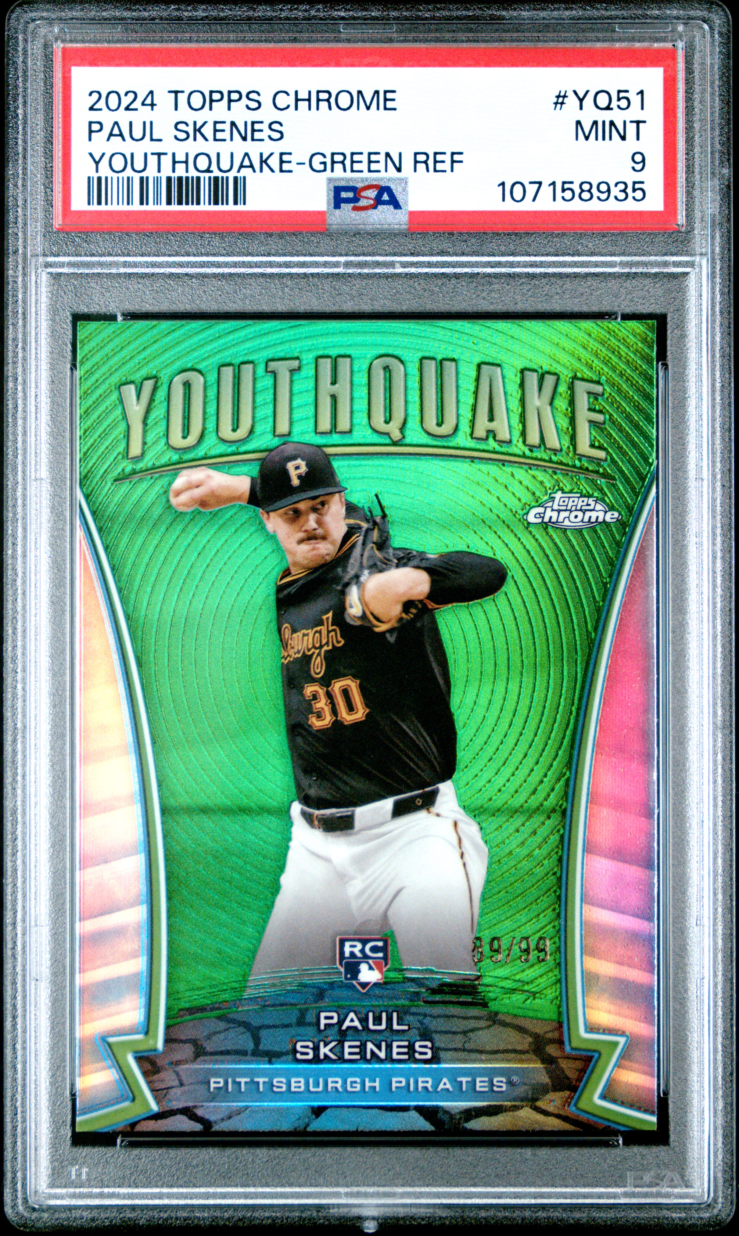 2024 Topps Chrome Youthquake Paul Skenes #Yq51 (Youthquake-Green Ref) Mint 9 front