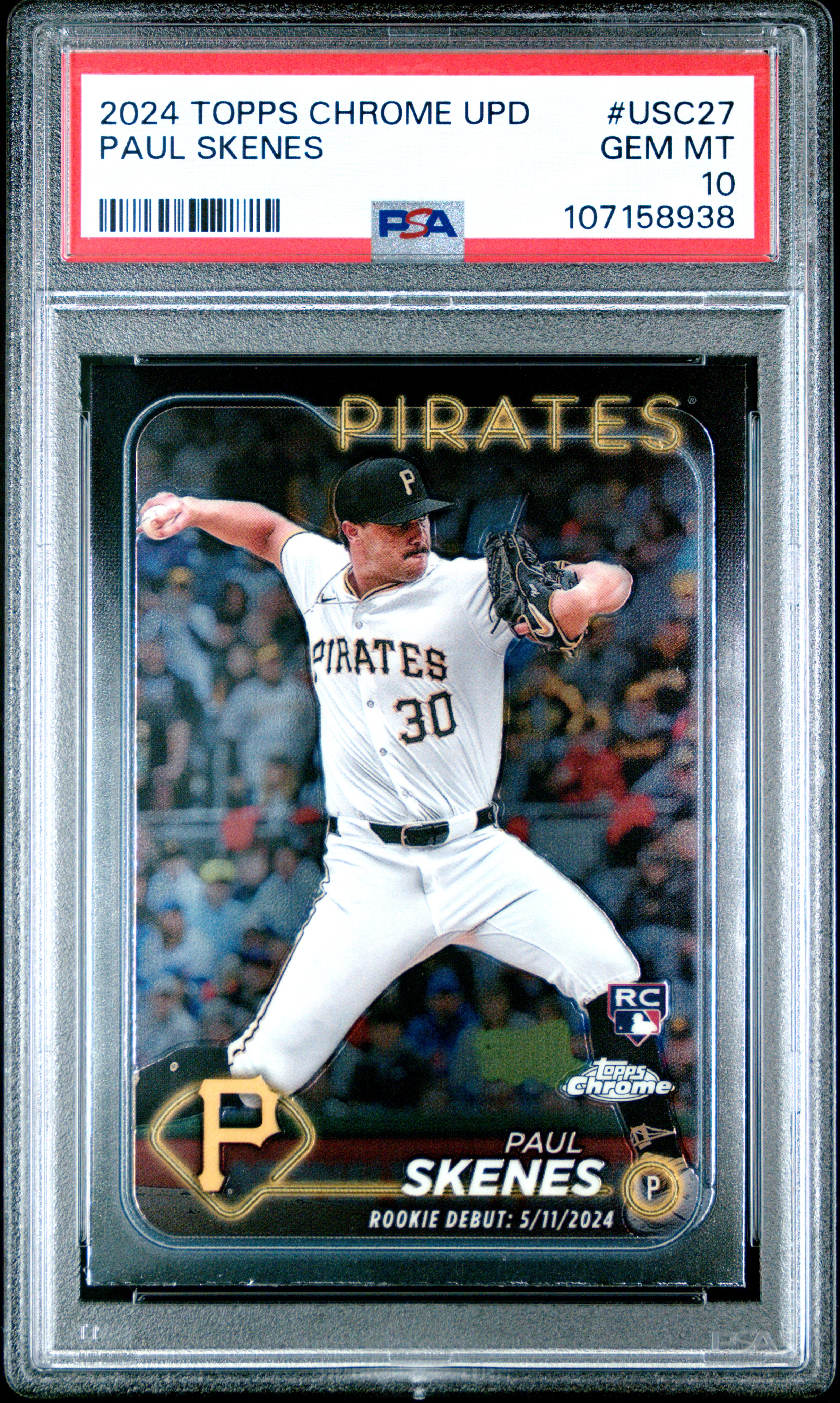 2024 Topps Chrome Update Paul Skenes #Usc27 Gem Mt 10 front