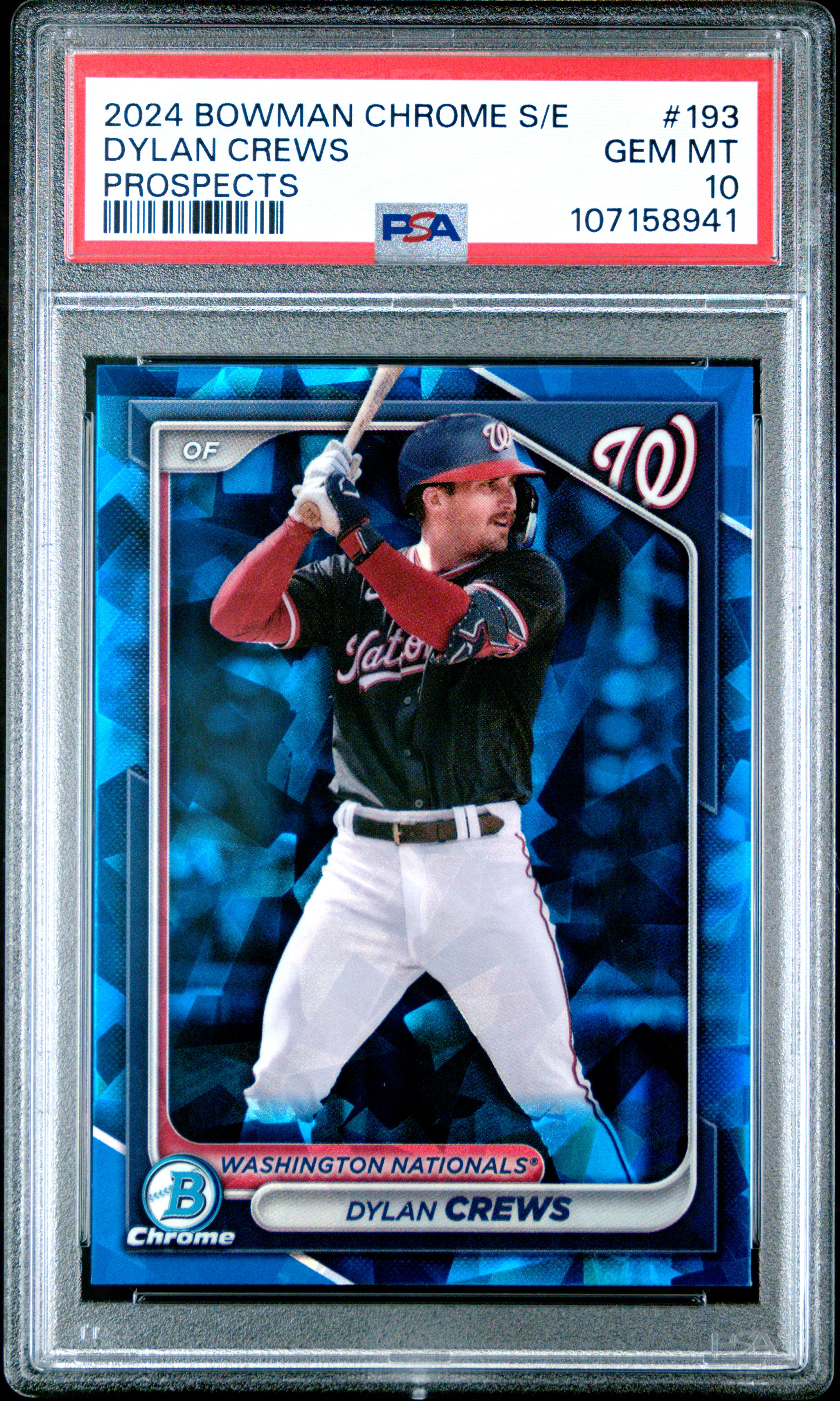 2024 Bowman Chrome Sapphire Edition Prospects Dylan Crews #193 Gem Mt 10 front