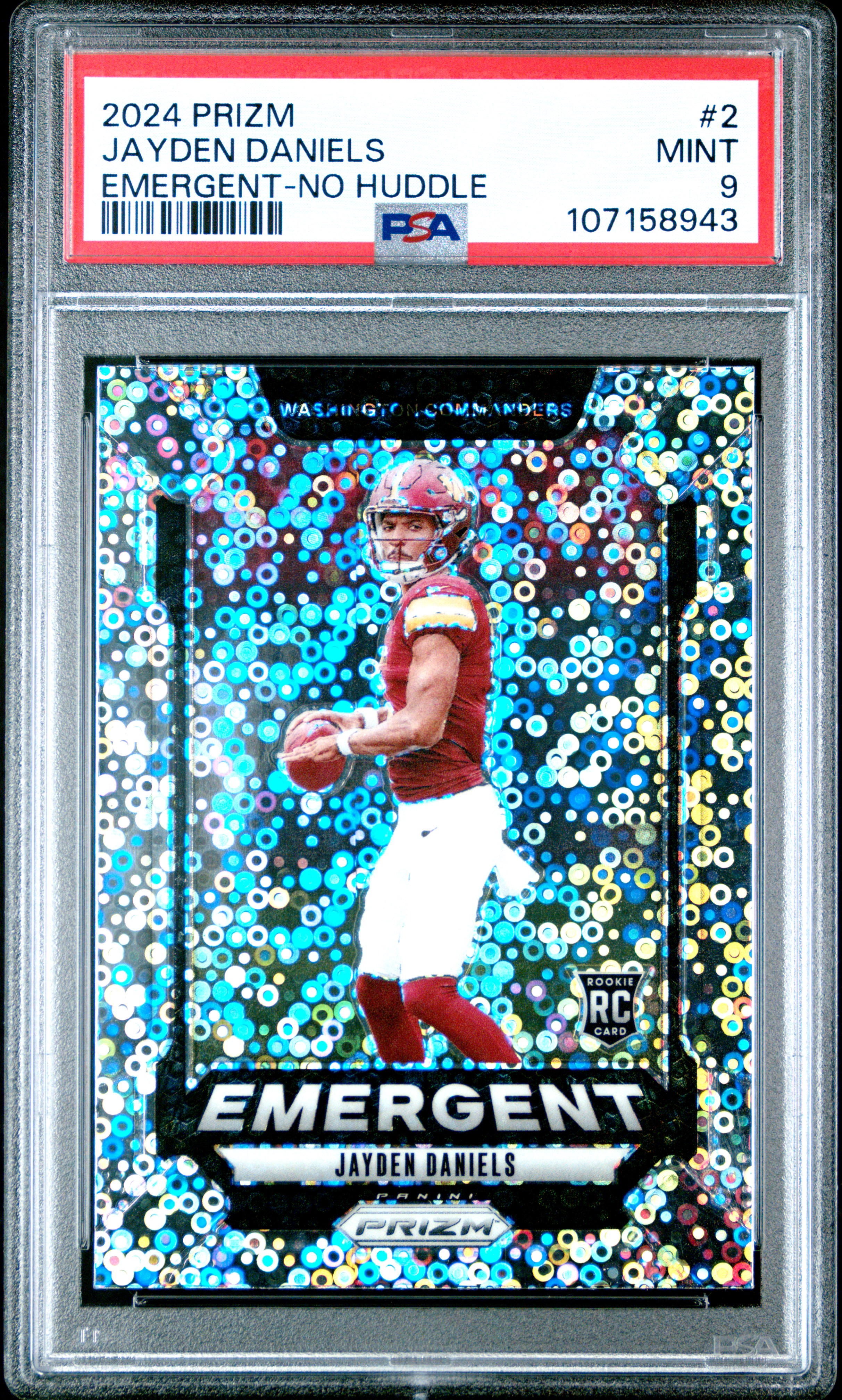 2024 Panini Prizm Emergent Jayden Daniels #2 (Emergent-No Huddle) Mint 9 front