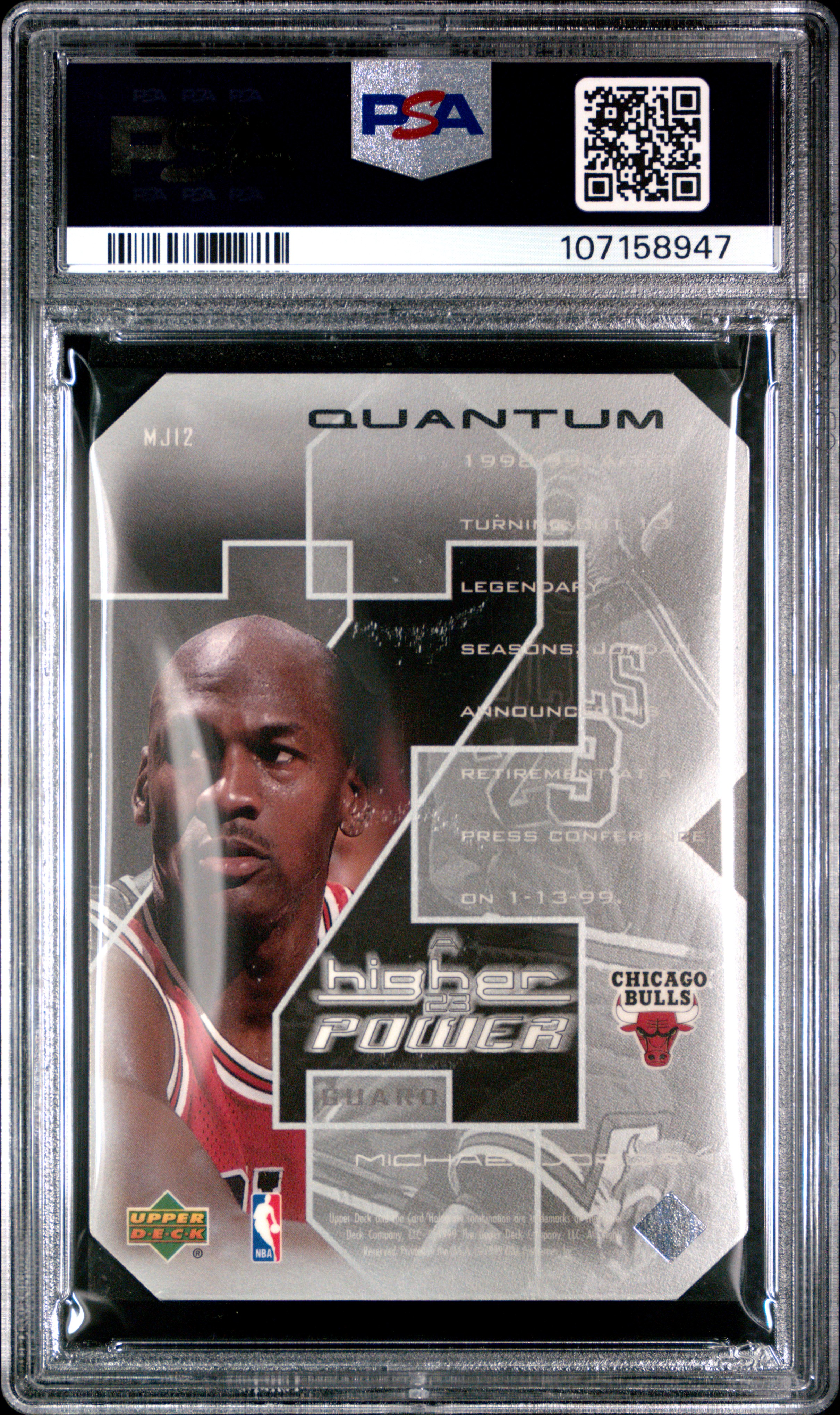 1999 Upper Deck Mj A Higher Power Michael Jordan #Mj12 (A Higher Power-Level 1) Ex-Mt 6 back