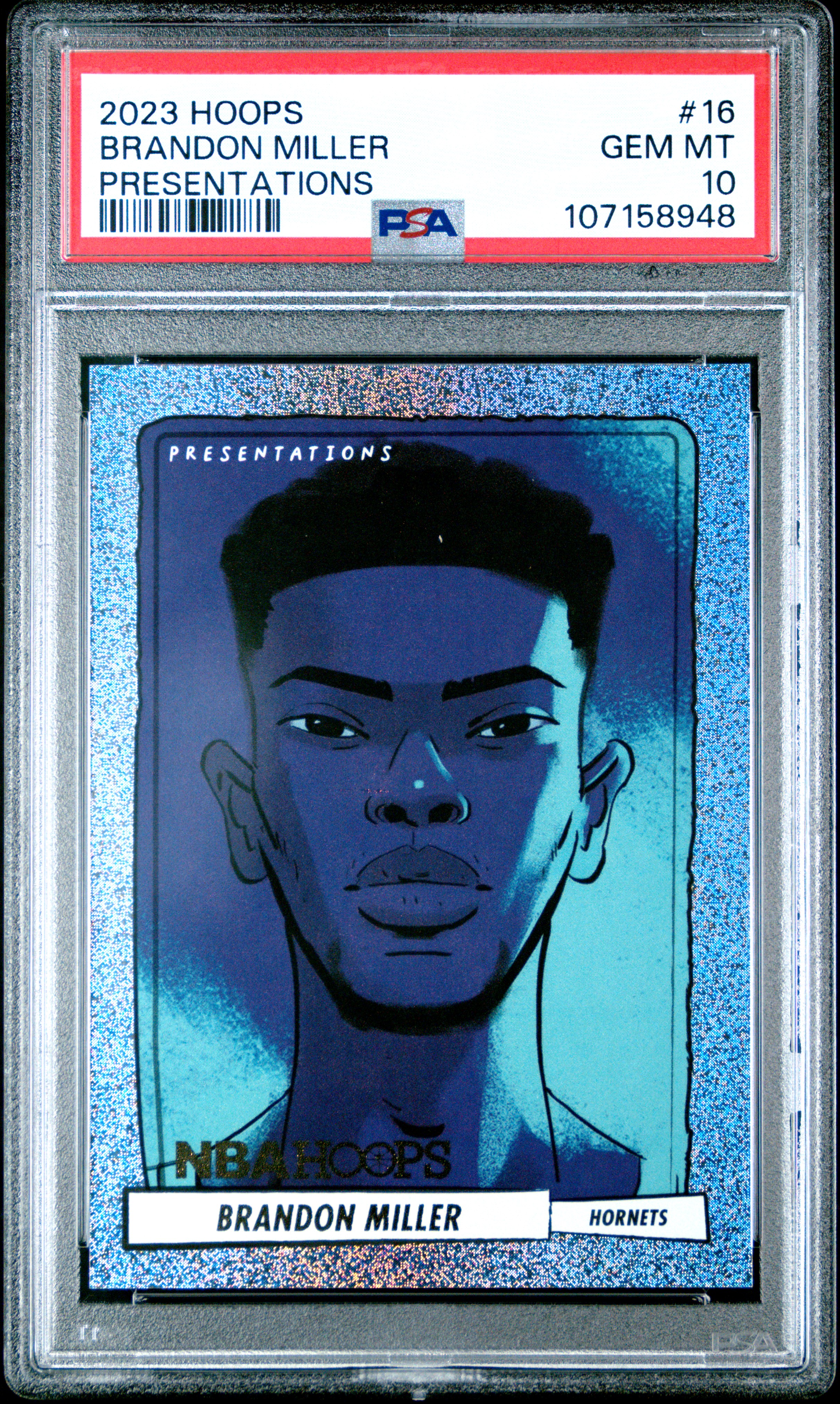 2023 Panini Nba Hoops Presentations Brandon Miller #16 Gem Mt 10 front