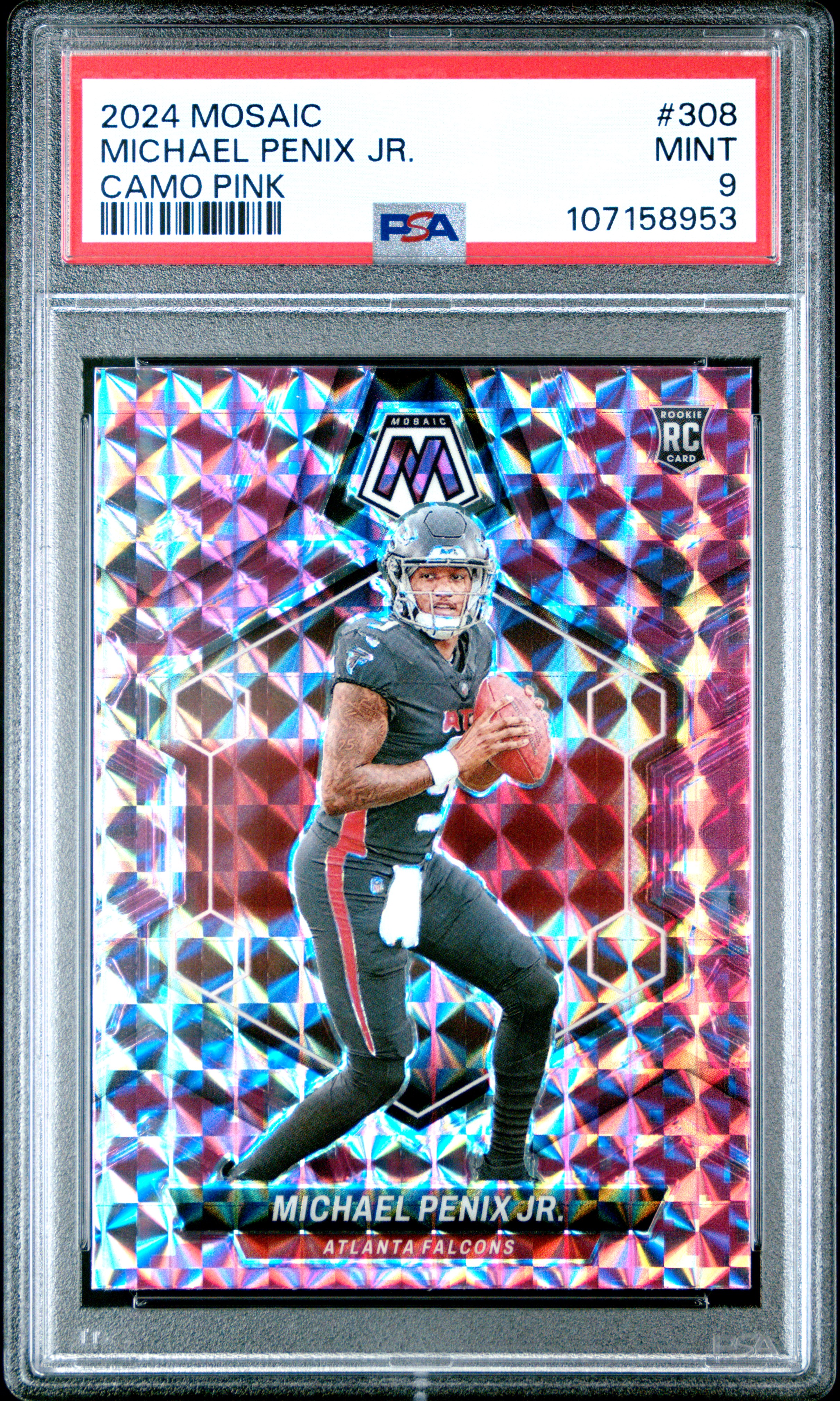 2024 Panini Mosaic Michael Penix Jr. #308 (Camo Pink) Mint 9 front