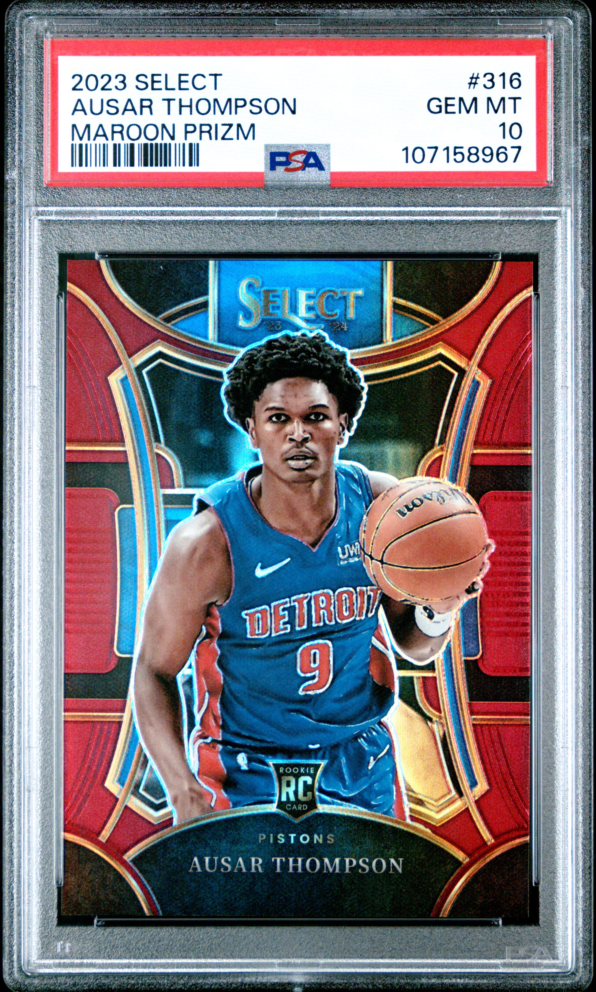 2023 Panini Select Ausar Thompson #316 (Maroon Prizm) Gem Mt 10 front