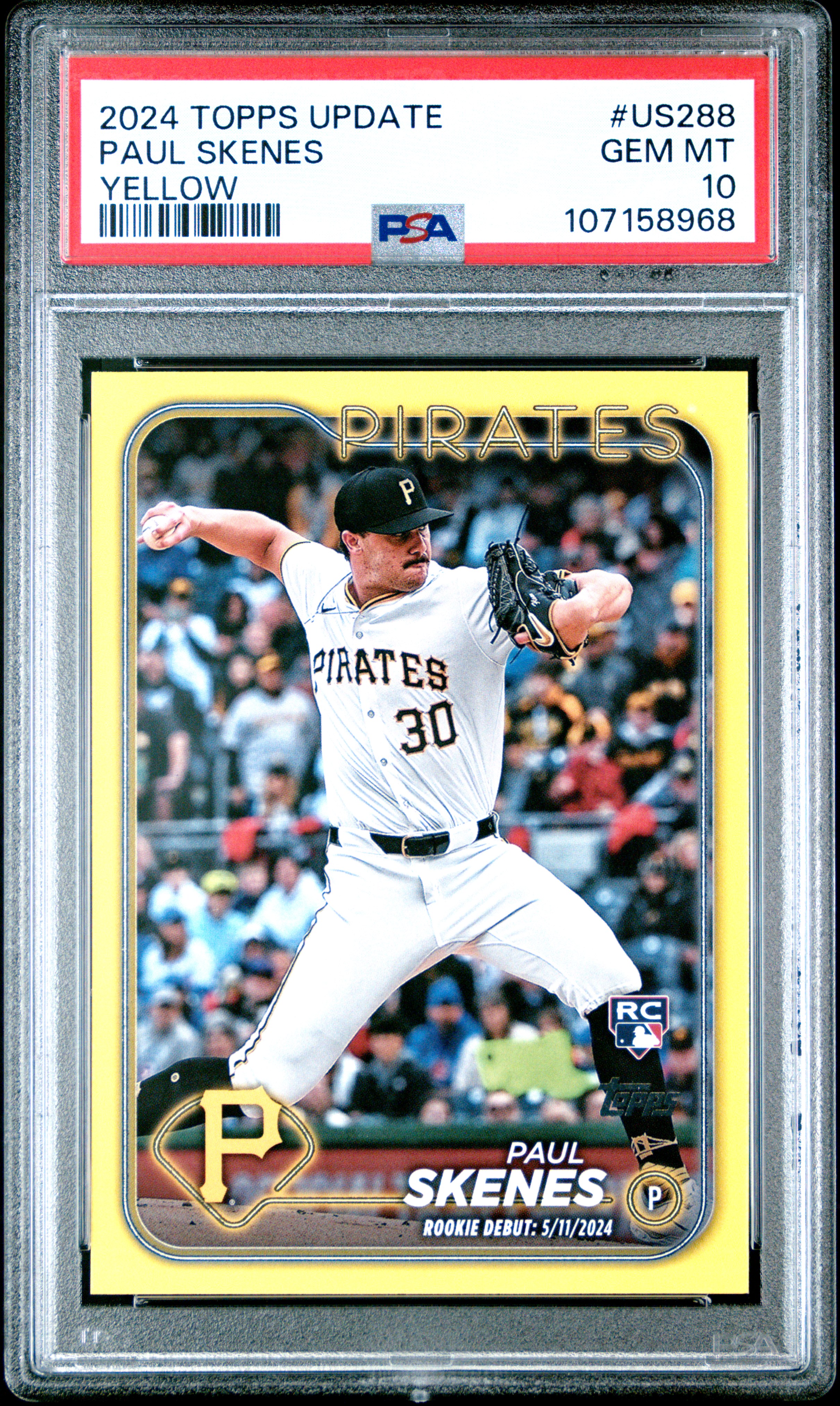 2024 Topps Update Paul Skenes #Us288 (Yellow) Gem Mt 10 front