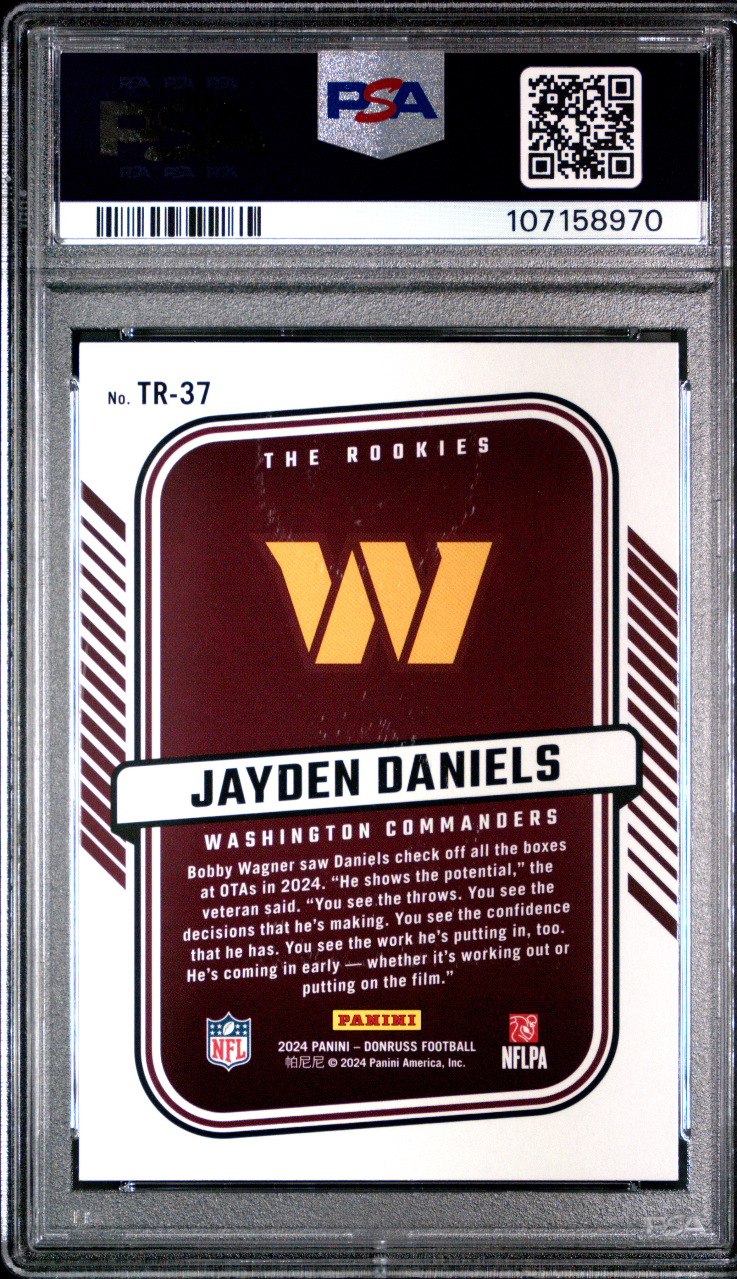 2024 Panini Donruss The Rookies Jayden Daniels #Tr37 Gem Mt 10 back
