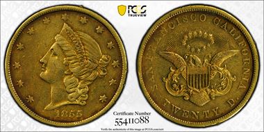 1855 $20 Kellogg & Co. XF45