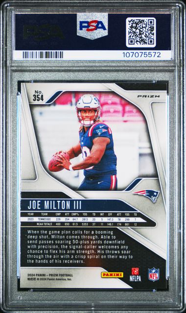 2024 Panini Prizm Joe Milton Iii #354 (Red/White/Blue Prizm) Nm-Mt 8 back