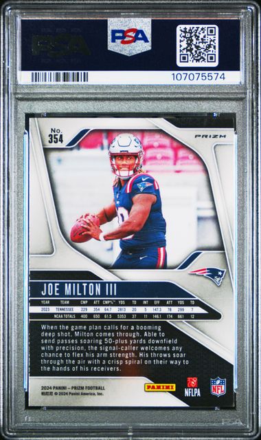 2024 Panini Prizm Joe Milton Iii #354 (Green Wave) Mint 9 back