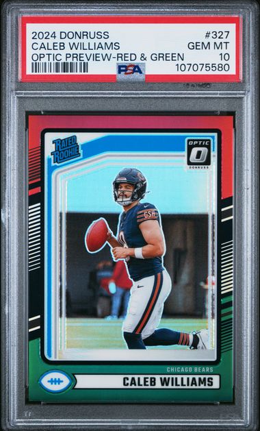 2024 Panini Donruss Caleb Williams #327 (Optic Preview-Red & Green) Gem Mt 10 front
