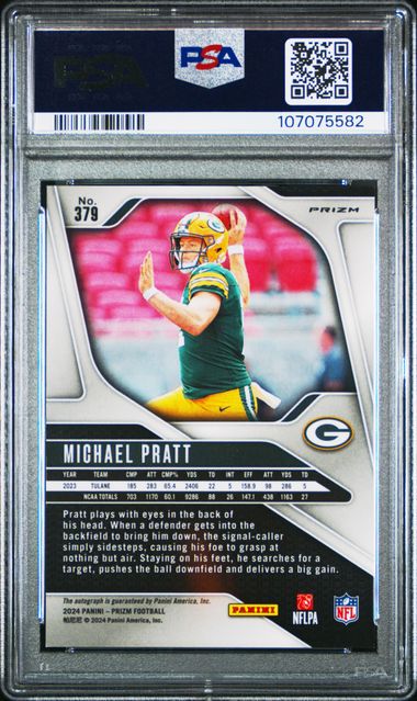 2024 Panini Prizm Michael Pratt #379 (Autograph) Mint 9 back