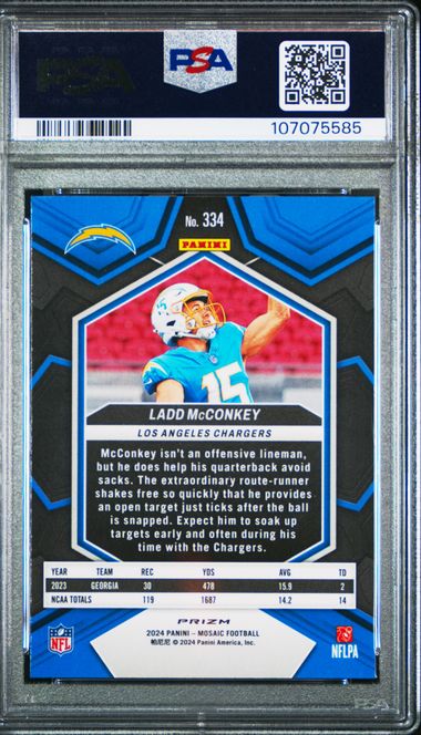 2024 Panini Mosaic Ladd Mcconkey #334 (Red & Green Choice) Mint 9 back