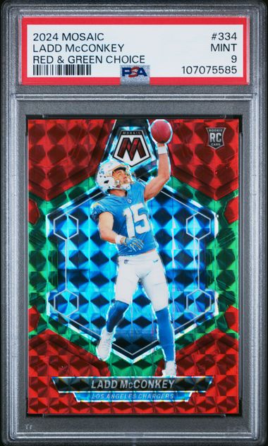 2024 Panini Mosaic Ladd Mcconkey #334 (Red & Green Choice) Mint 9 front