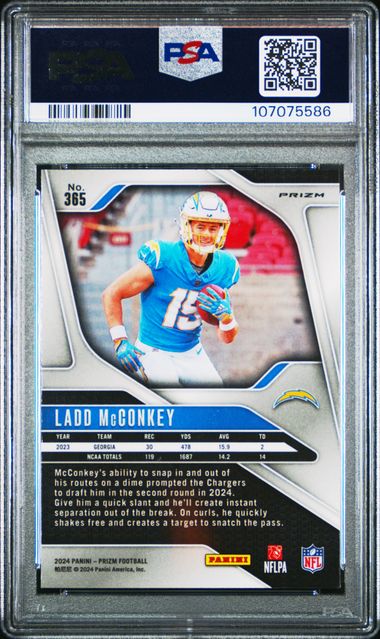 2024 Panini Prizm Ladd Mcconkey #365 (Neon Green Pulsar) Gem Mt 10 back