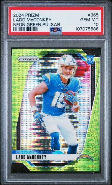 2024 Panini Prizm Ladd Mcconkey #365 (Neon Green Pulsar) Gem Mt 10 front