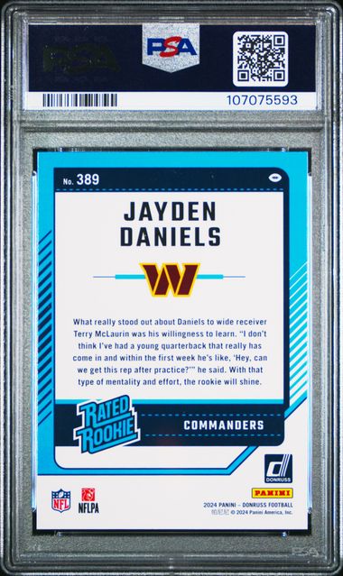 2024 Panini Donruss Jayden Daniels #389 Mint 9 back