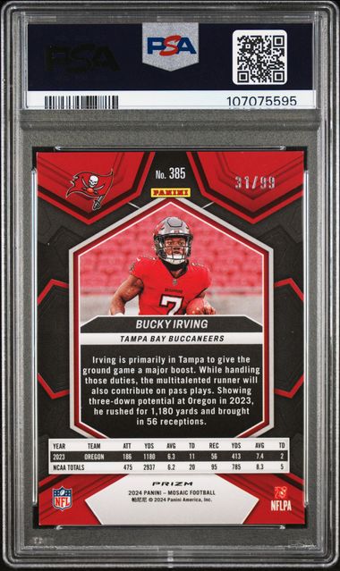 2024 Panini Mosaic Bucky Irving #385 (Blue) Nm-Mt 8 back