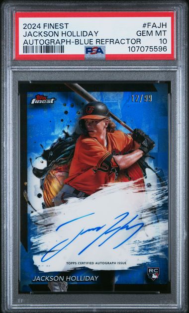 2024 Topps Finest Finest Autographs Jackson Holliday #Fajh (Autograph-Blue Refractor) Gem Mt 10 front