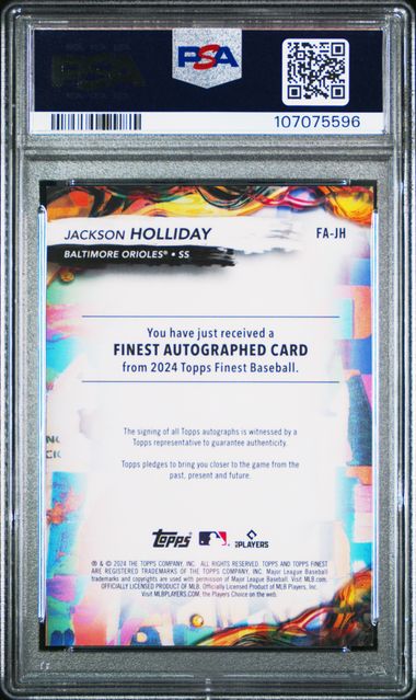 2024 Topps Finest Finest Autographs Jackson Holliday #Fajh (Autograph-Blue Refractor) Gem Mt 10 back