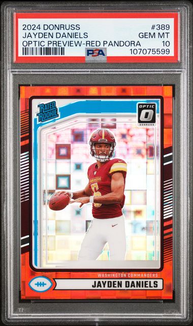 2024 Panini Donruss Jayden Daniels #389 (Optic Preview-Red Pandora) Gem Mt 10 front