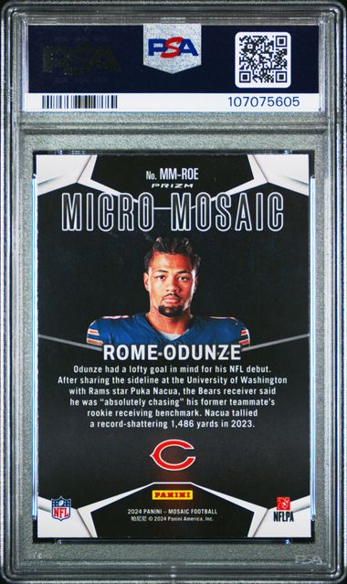 2024 Panini Mosaic Micro Mosaic Rome Odunze #Mmroe Gem Mt 10 back