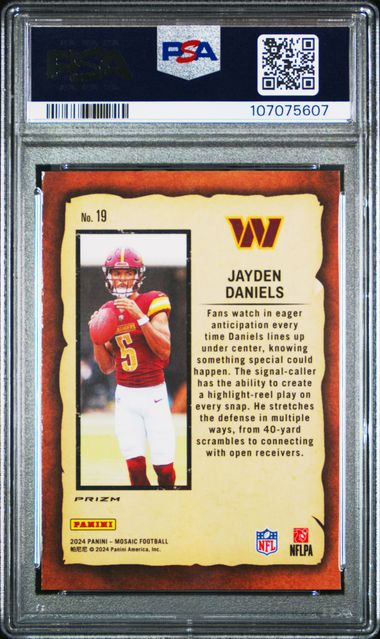 2024 Panini Mosaic Notoriety Jayden Daniels #19 (Notoriety-Green) Mint 9 back