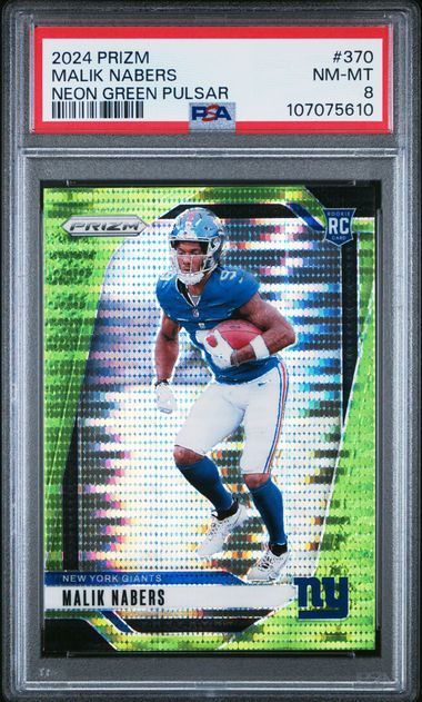2024 Panini Prizm Malik Nabers #370 (Neon Green Pulsar) Nm-Mt 8 front
