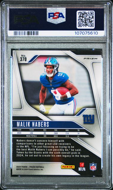 2024 Panini Prizm Malik Nabers #370 (Neon Green Pulsar) Nm-Mt 8 back