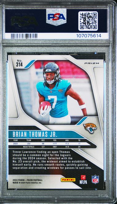 2024 Panini Prizm Brian Thomas Jr. #314 (Neon Green Pulsar) Mint 9 back