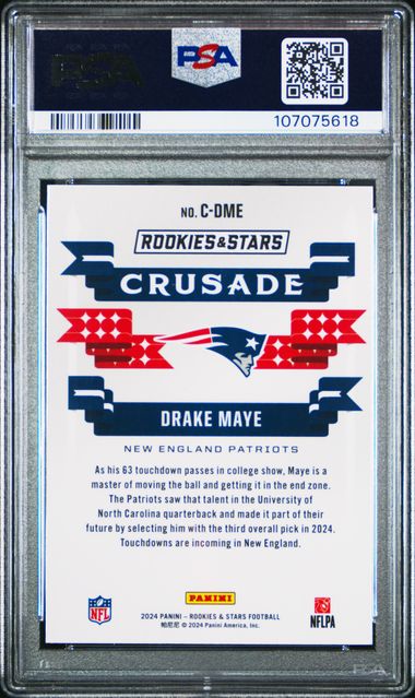 2024 Panini Rookies & Stars Crusade Drake Maye #Cdme (Crusade-Longevity) Gem Mt 10 back