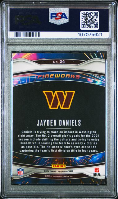 2024 Panini Prizm Fireworks Jayden Daniels #24 Gem Mt 10 back