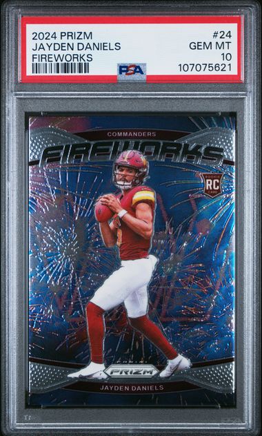 2024 Panini Prizm Fireworks Jayden Daniels #24 Gem Mt 10 front
