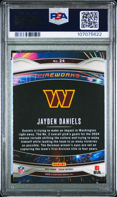 2024 Panini Prizm Fireworks Jayden Daniels #24 Gem Mt 10 back