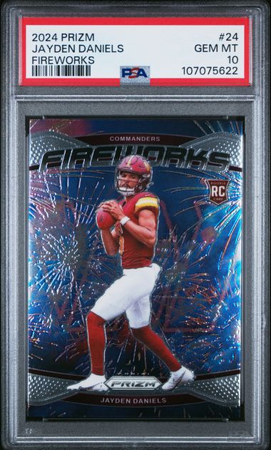 2024 Panini Prizm Fireworks Jayden Daniels #24 Gem Mt 10 front