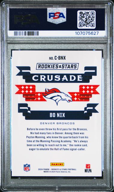 2024 Panini Rookies & Stars Crusade Bo Nix #Cbnx (Crusade-Red Plaid) Mint 9 back