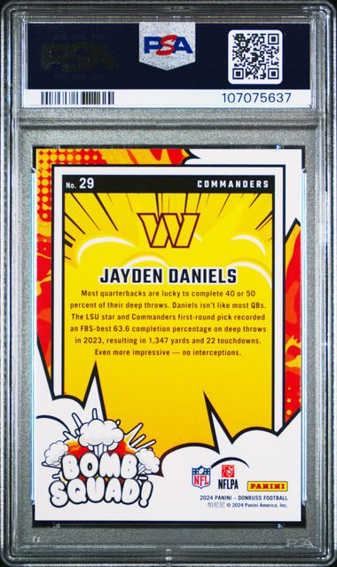 2024 Panini Donruss Bomb Squad Jayden Daniels #29 Gem Mt 10 back